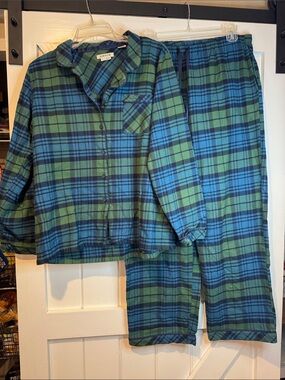 Orvis Blue and Green Plaid Men's Flannel Pajama Set